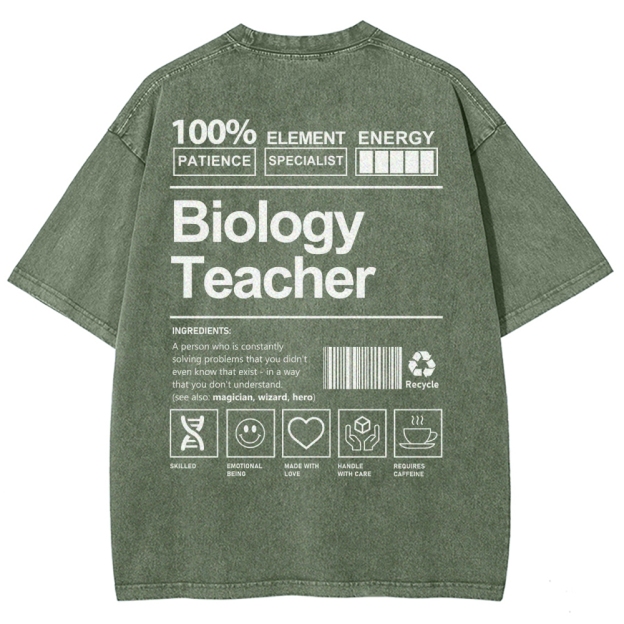 Biology Teacher Unisex Fit Washed T-Shirt Customscool