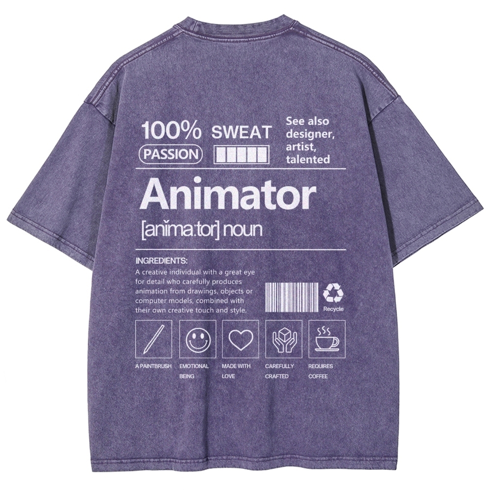 Animator Unisex Fit Washed T-Shirt Customscool