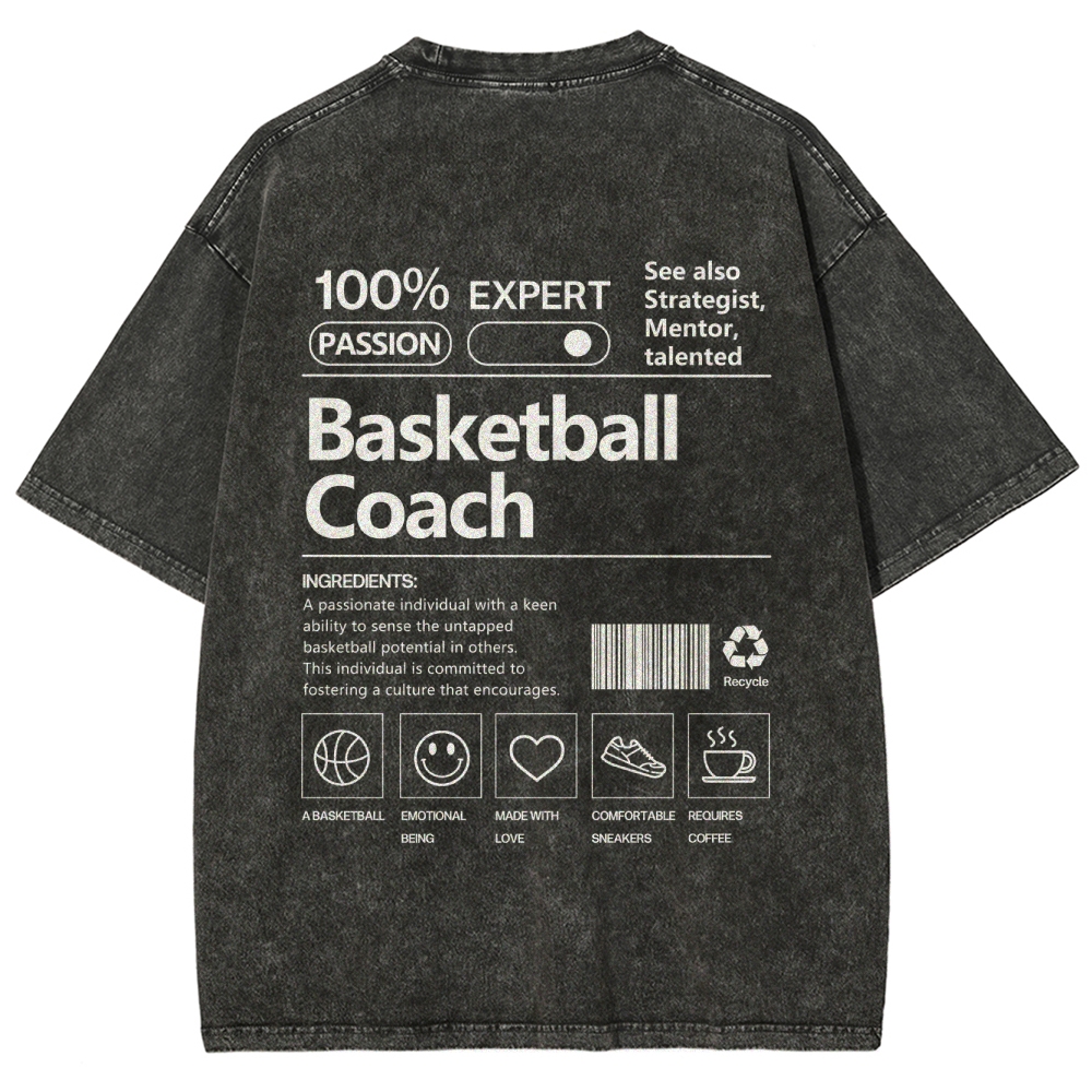 Basketball Coach Unisex Fit Washed T-Shirt Customscool
