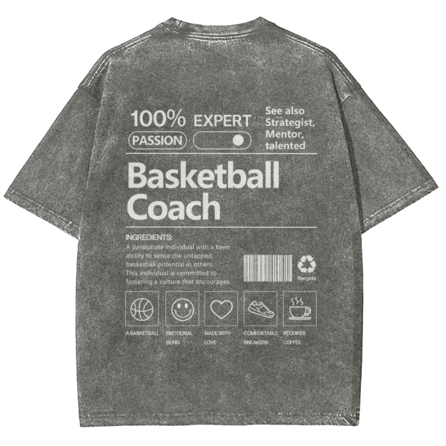 Basketball Coach Unisex Fit Washed T-Shirt Customscool