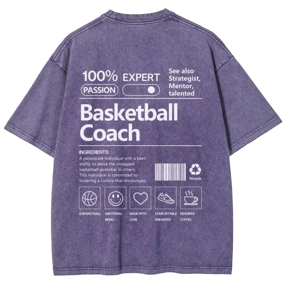 Basketball Coach Unisex Fit Washed T-Shirt Customscool