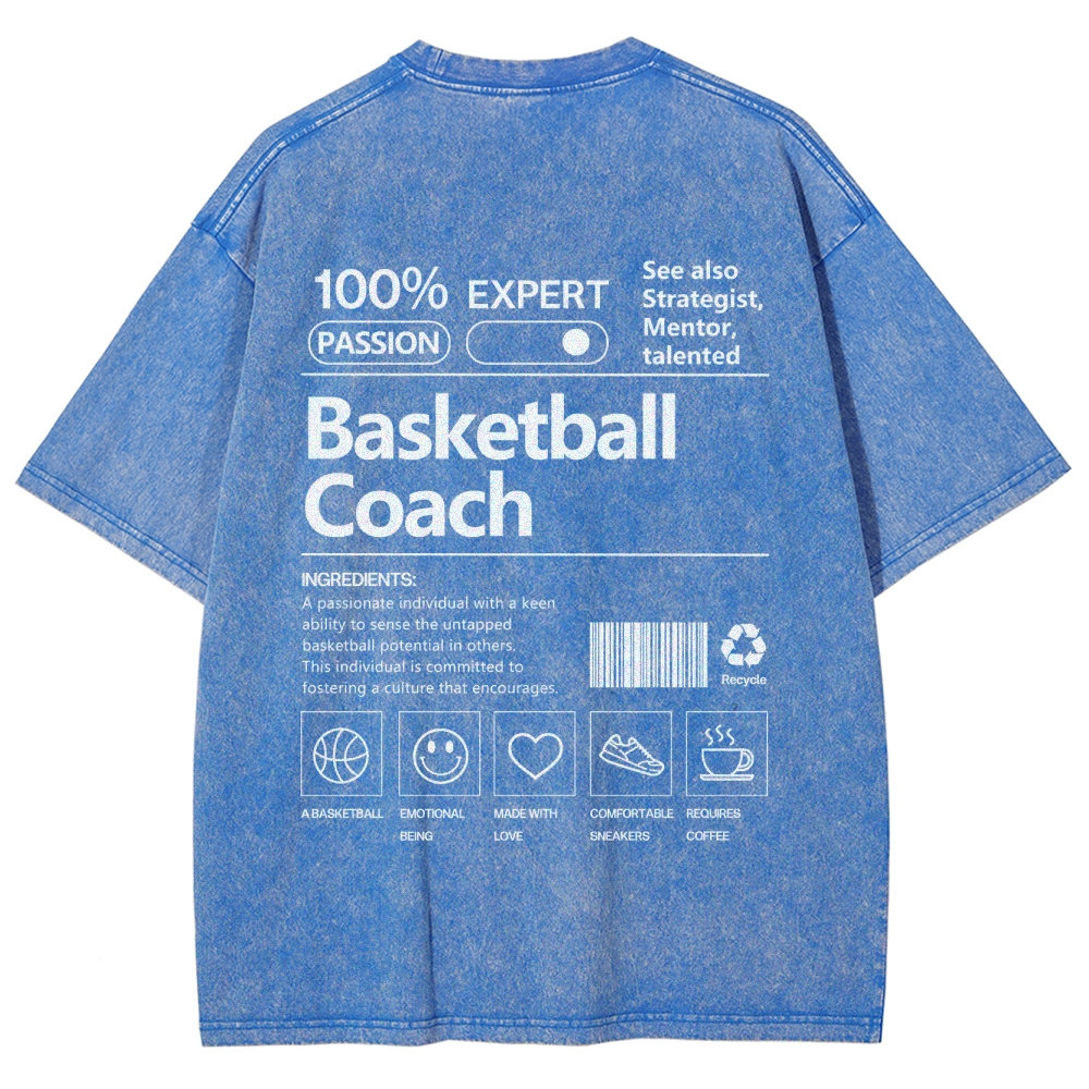 Basketball Coach Unisex Fit Washed T-Shirt Customscool