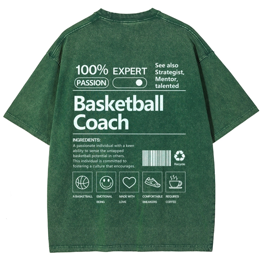 Basketball Coach Unisex Fit Washed T-Shirt Customscool