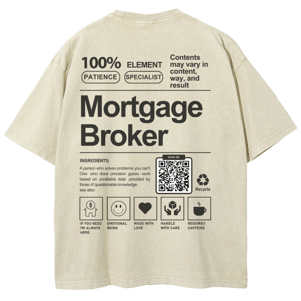Mortgage Broker Addcustom QR Code Unisex Fit Washed T-Shirt