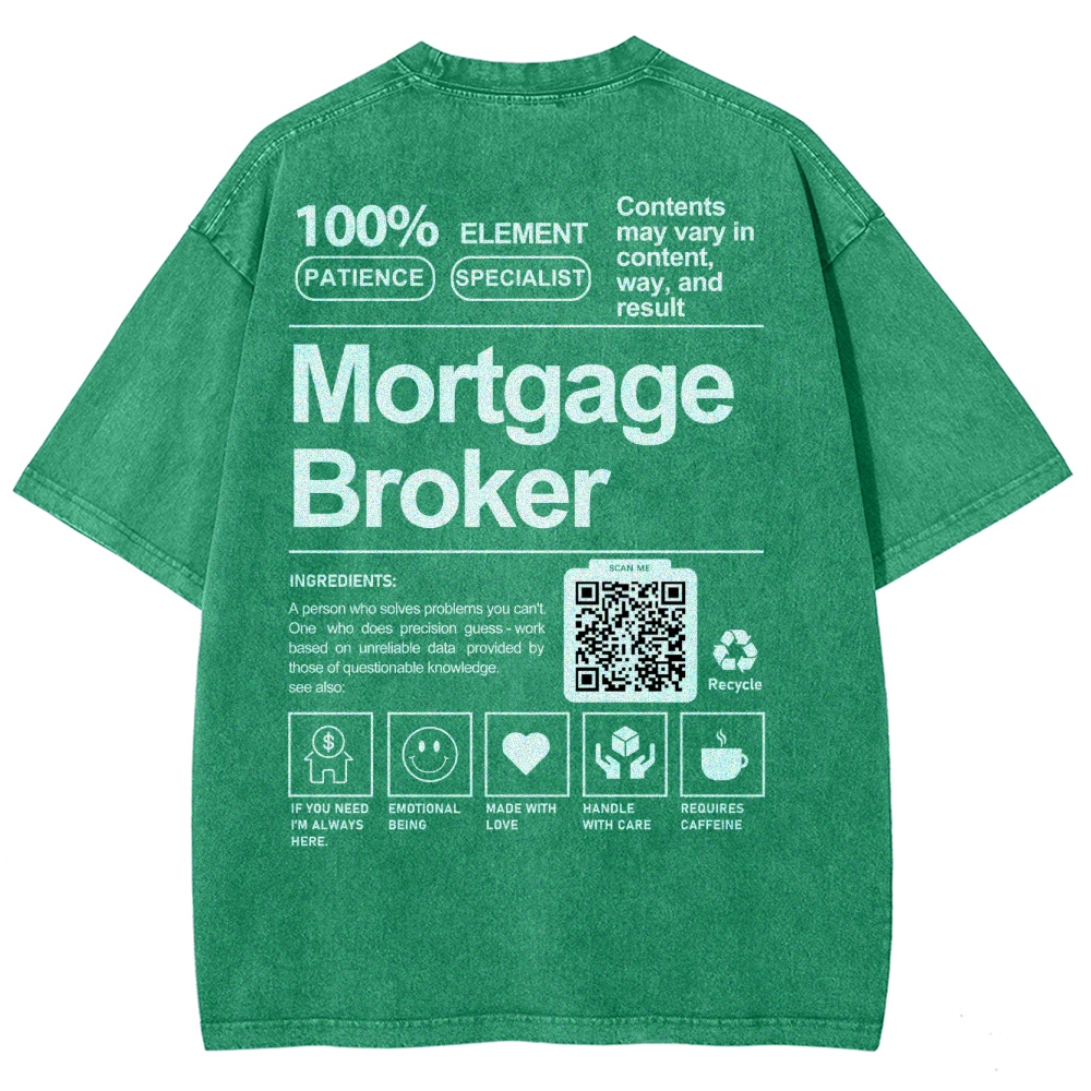 Mortgage Broker Addcustom QR Code Unisex Fit Washed T-Shirt