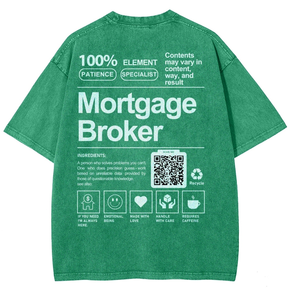 Mortgage Broker Addcustom QR Code Unisex Fit Washed T-Shirt