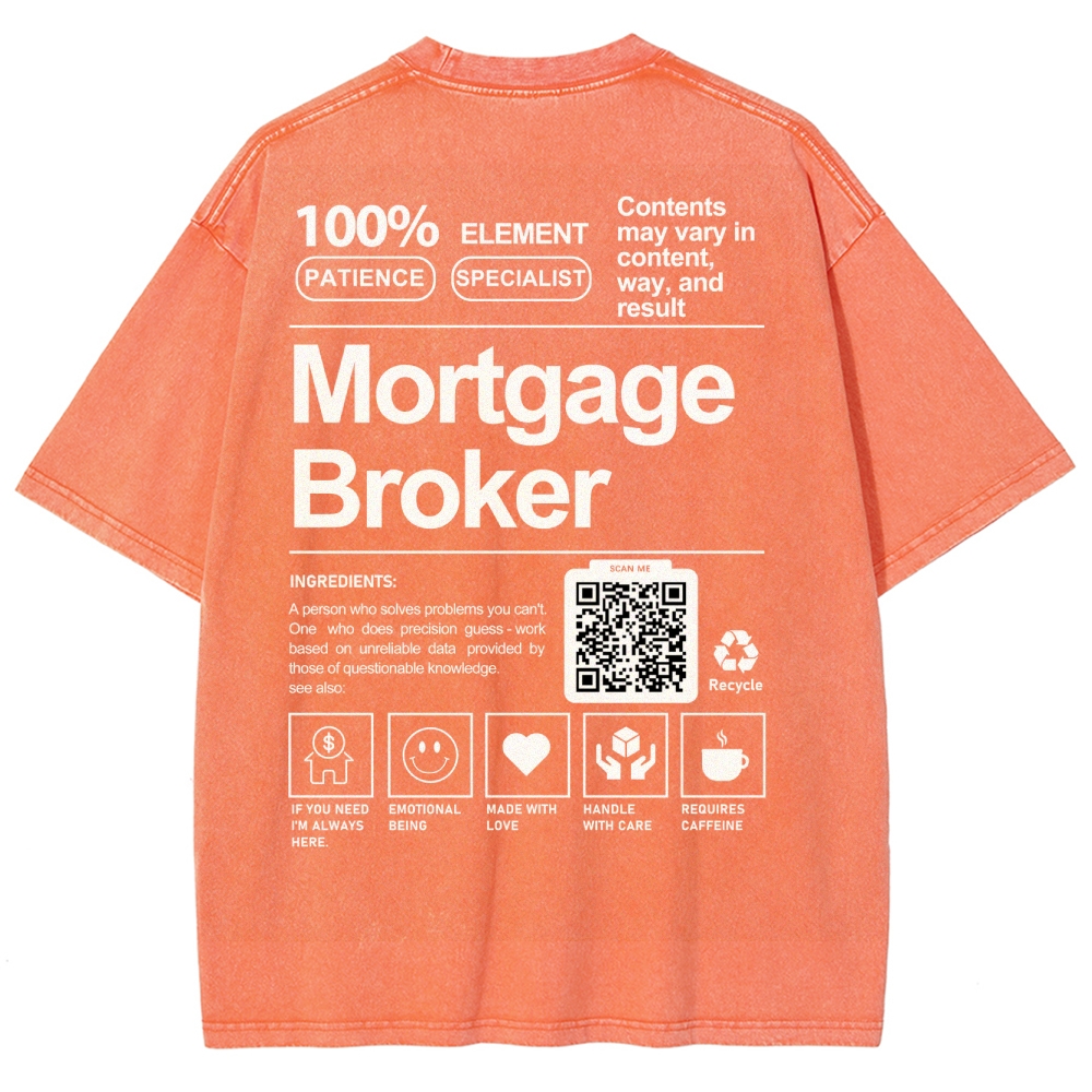 Mortgage Broker Addcustom QR Code Unisex Fit Washed T-Shirt