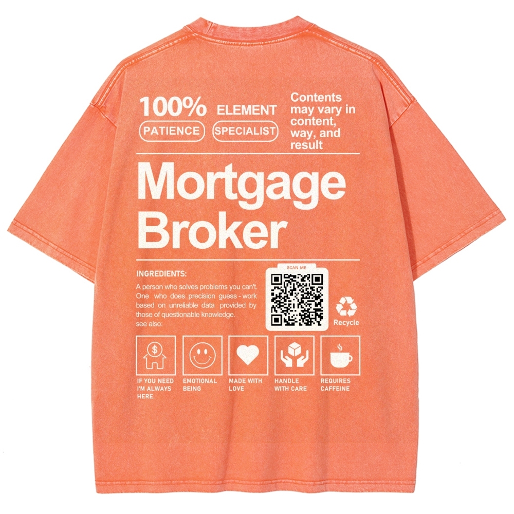 Mortgage Broker Addcustom QR Code Unisex Fit Washed T-Shirt
