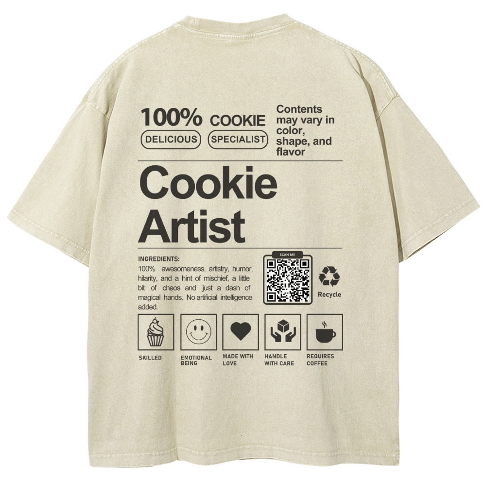 Cookie Artist Addcustom QR Code Unisex Fit Washed T-Shirt