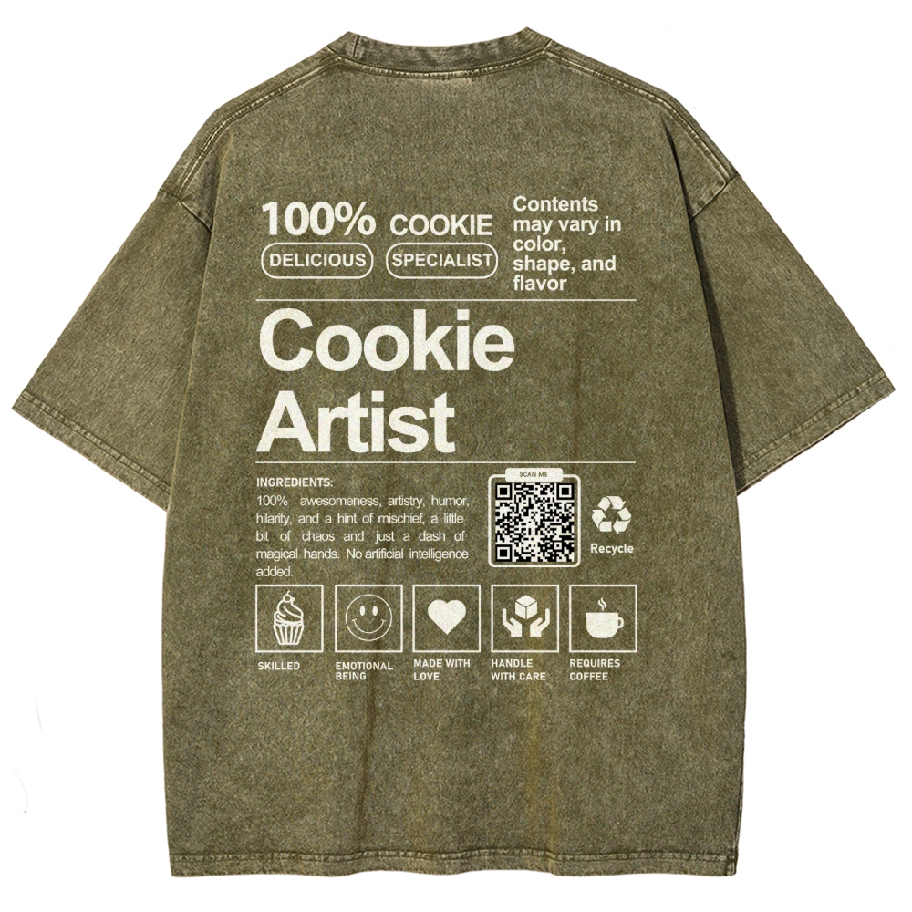 Cookie Artist Addcustom QR Code Unisex Fit Washed T-Shirt