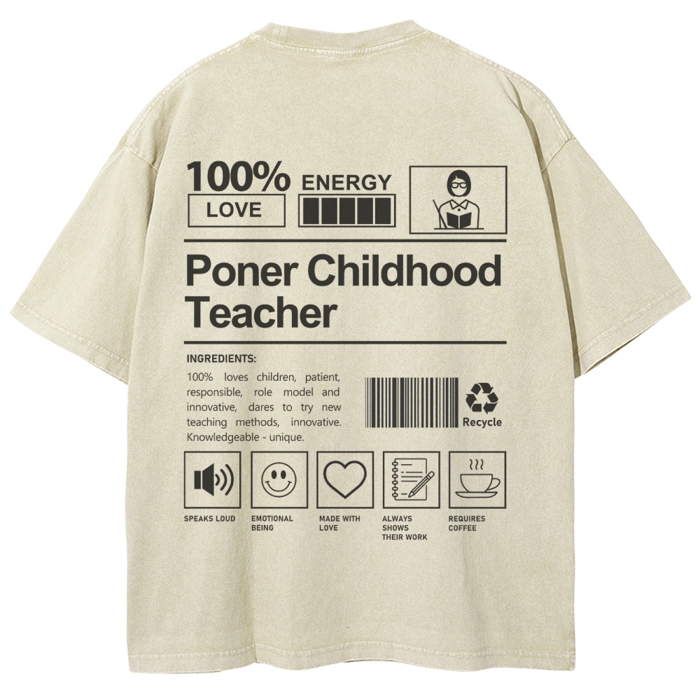 Poner Childhood Teacher Unisex Fit Washed T-Shirt