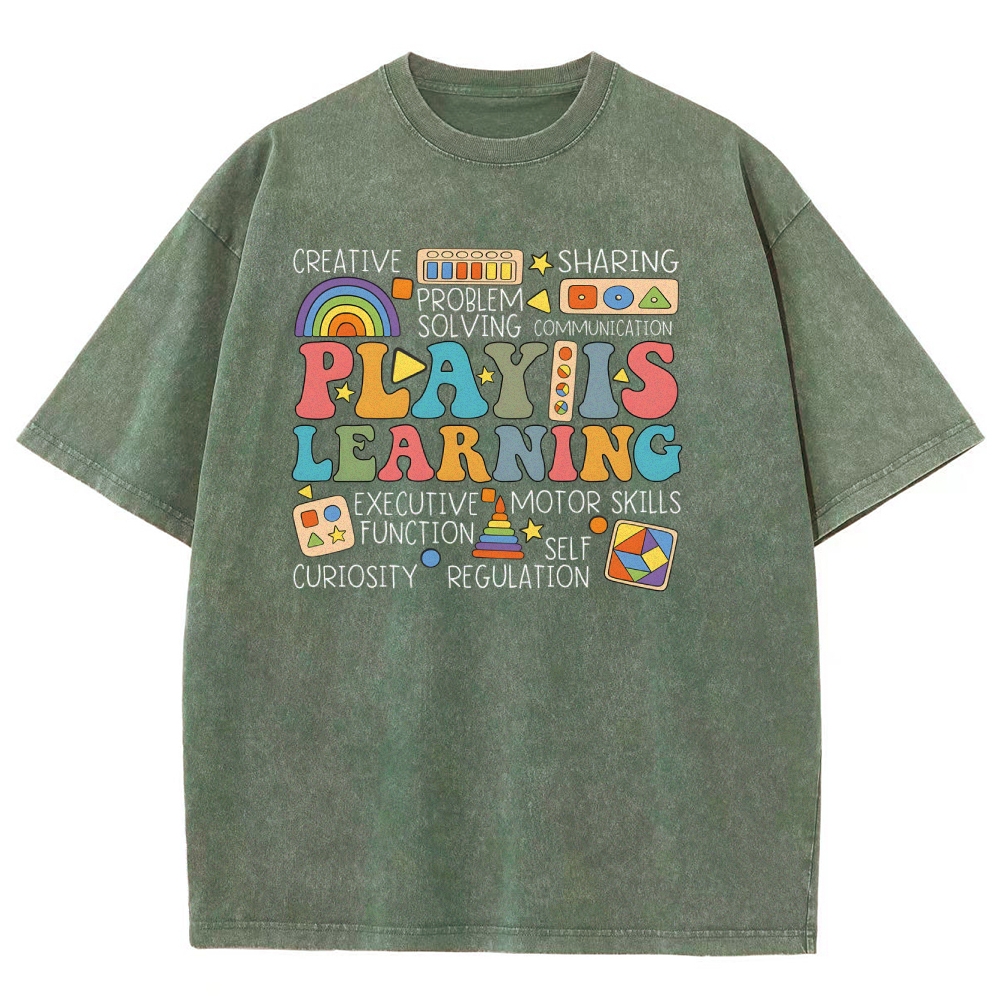 Play Is Learning Unisex Fit Washed T-Shirt Customscool