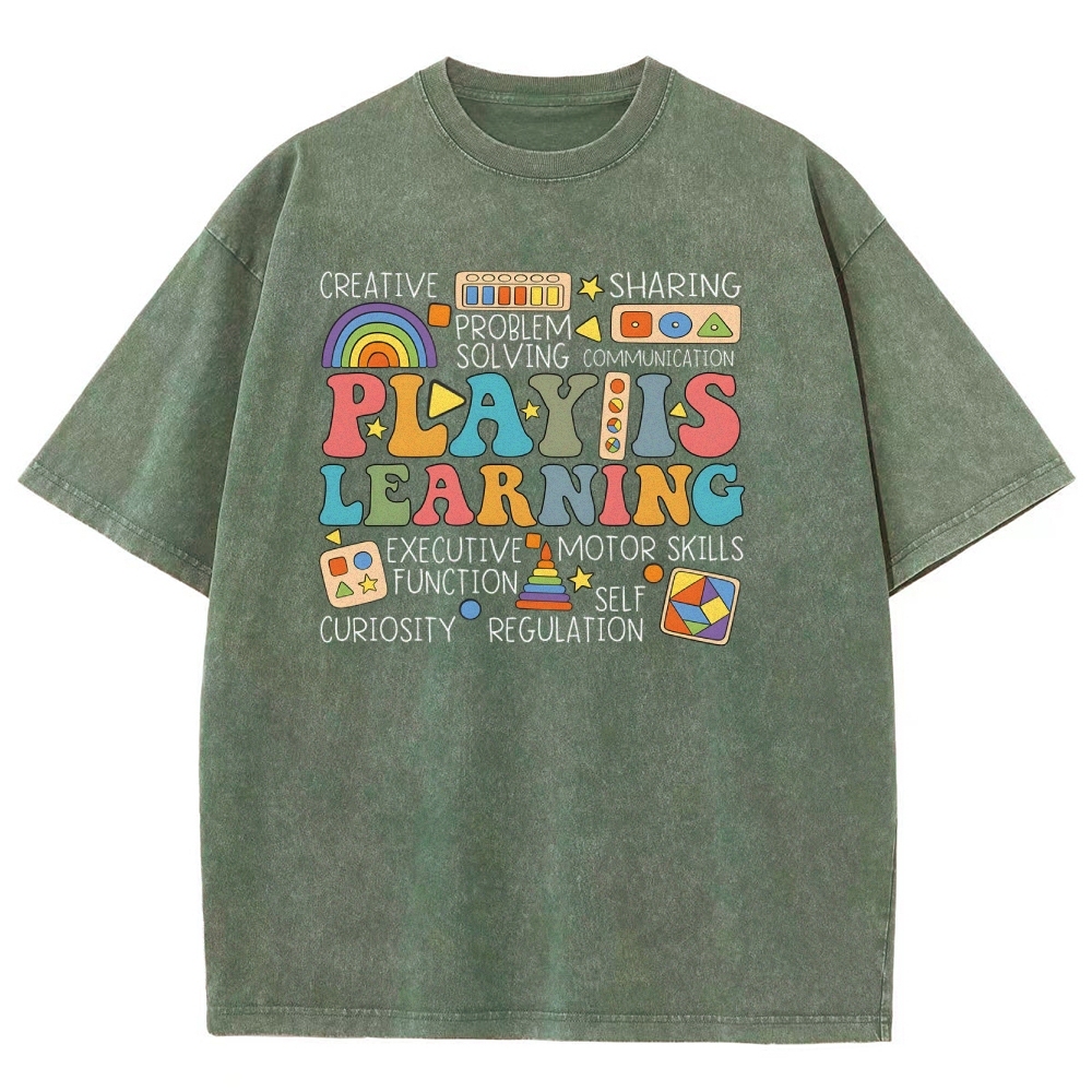 Play Is Learning Unisex Fit Washed T-Shirt Customscool