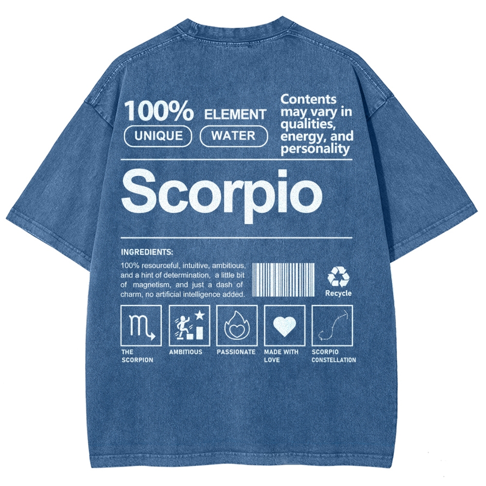 Scorpio Unisex Fit Washed T-Shirt Customscool