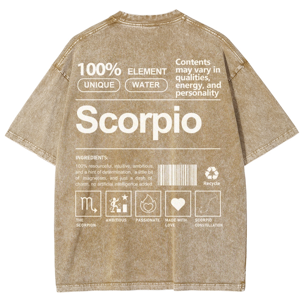 Scorpio Unisex Fit Washed T-Shirt Customscool