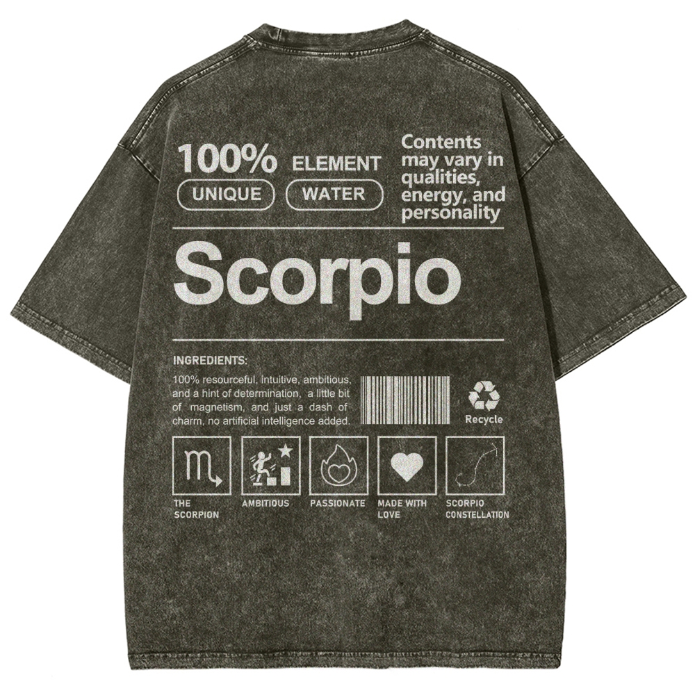 Scorpio Unisex Fit Washed T-Shirt Customscool