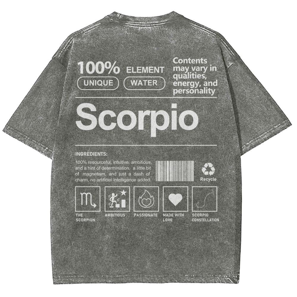 Scorpio Unisex Fit Washed T-Shirt Customscool