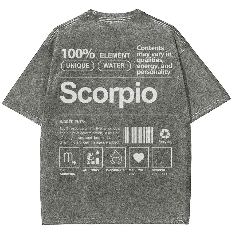 Scorpio Unisex Fit Washed T-Shirt Customscool