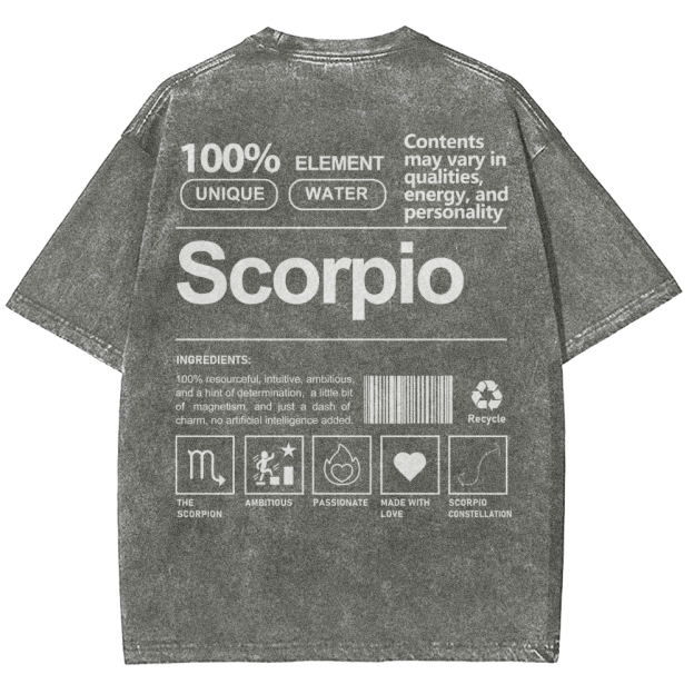 Scorpio Unisex Fit Washed T-Shirt Customscool