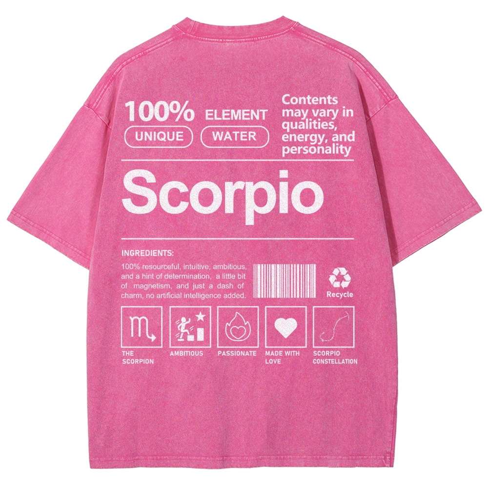 Scorpio Unisex Fit Washed T-Shirt Customscool
