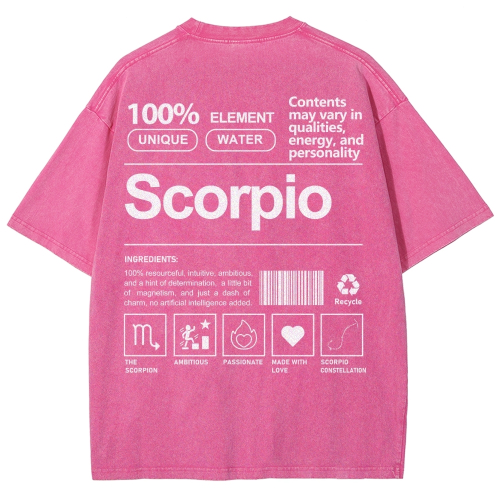 Scorpio Unisex Fit Washed T-Shirt Customscool