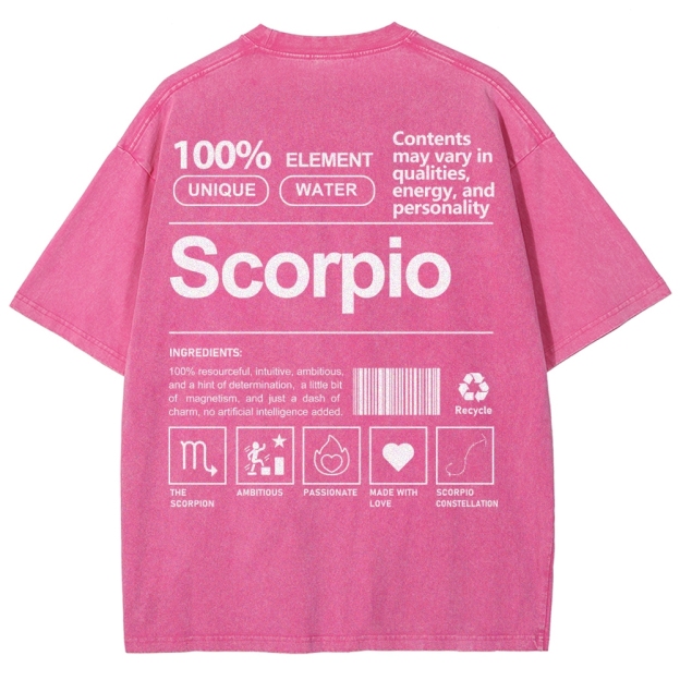 Scorpio Unisex Fit Washed T-Shirt Customscool