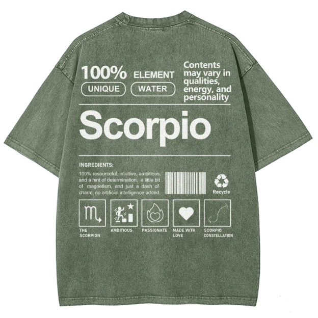 Scorpio Unisex Fit Washed T-Shirt Customscool
