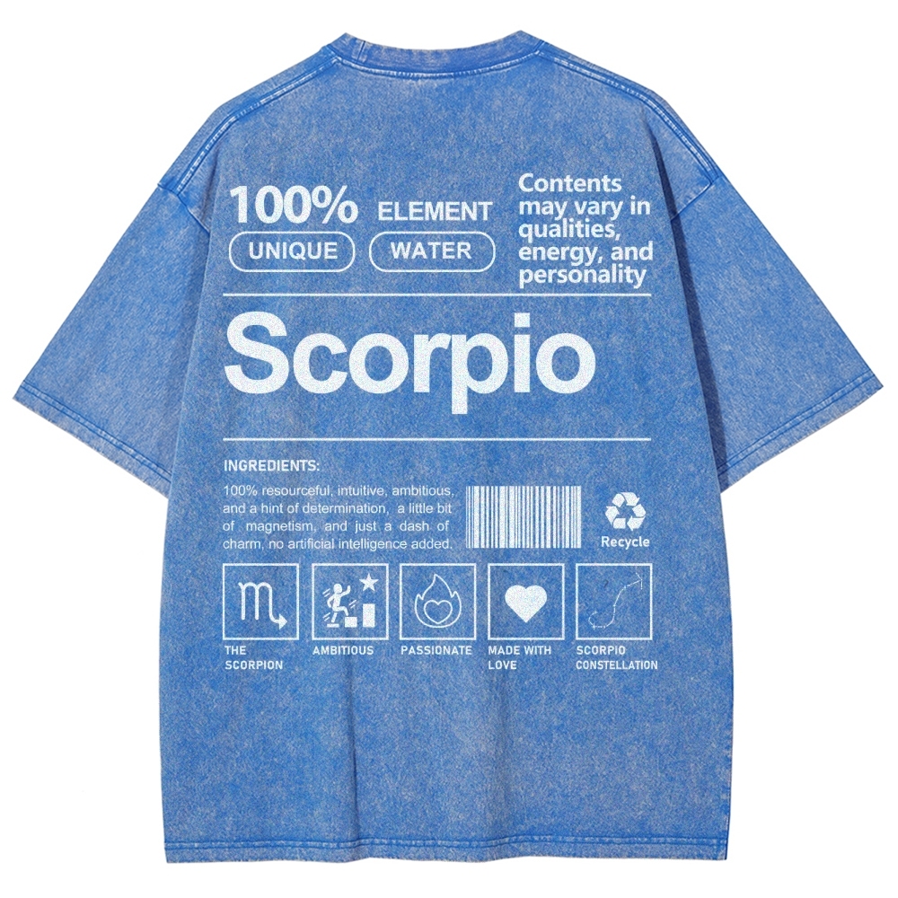 Scorpio Unisex Fit Washed T-Shirt Customscool