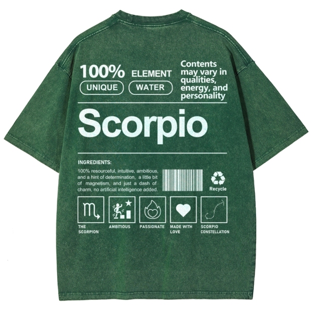 Scorpio Unisex Fit Washed T-Shirt Customscool
