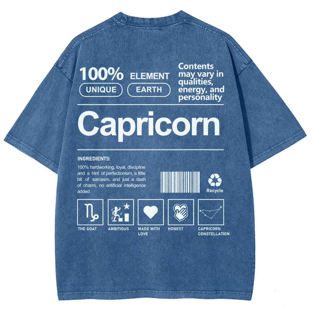 Capricorn Unisex Fit Washed T-Shirt Customscool