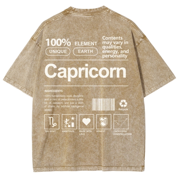 Capricorn Unisex Fit Washed T-Shirt Customscool
