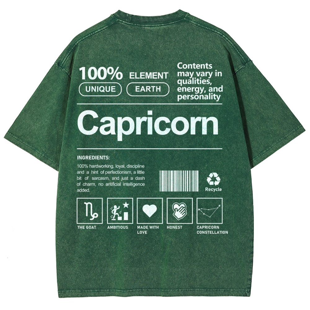 Capricorn Unisex Fit Washed T-Shirt Customscool