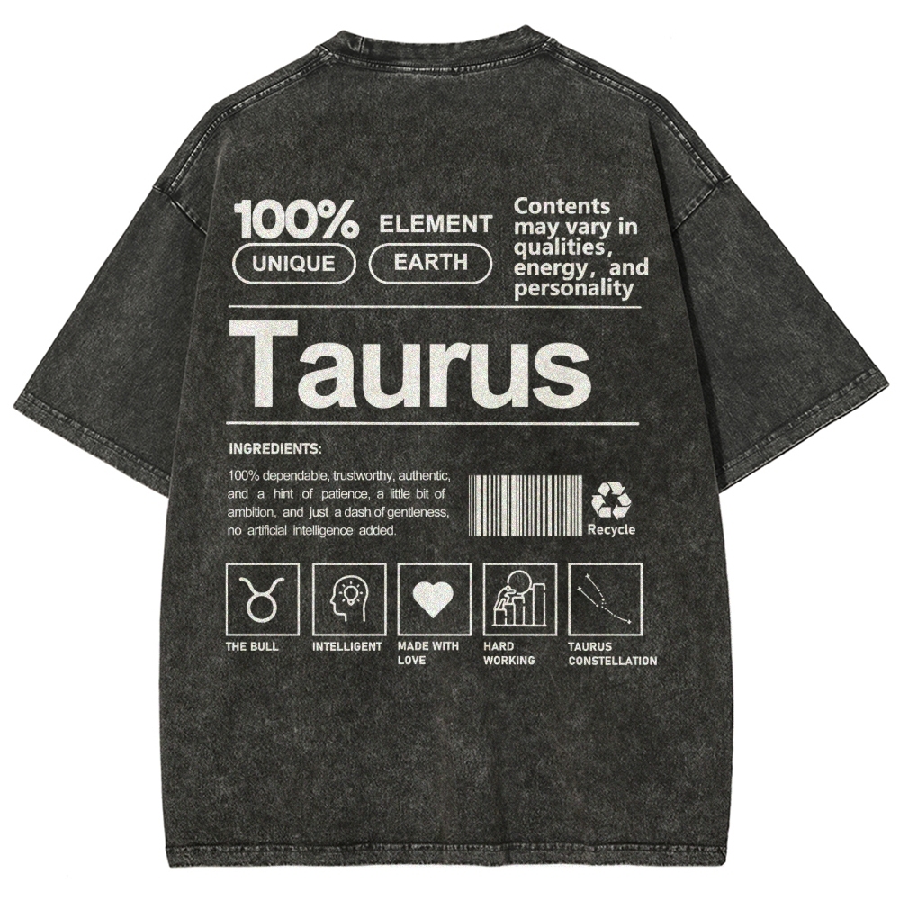 Taurus Unisex Fit Washed T-Shirt