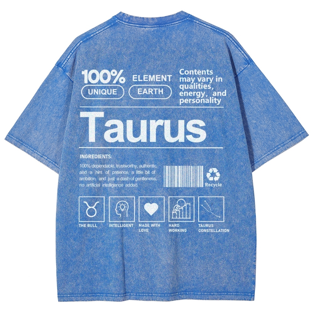 Taurus Unisex Fit Washed T-Shirt Customscool