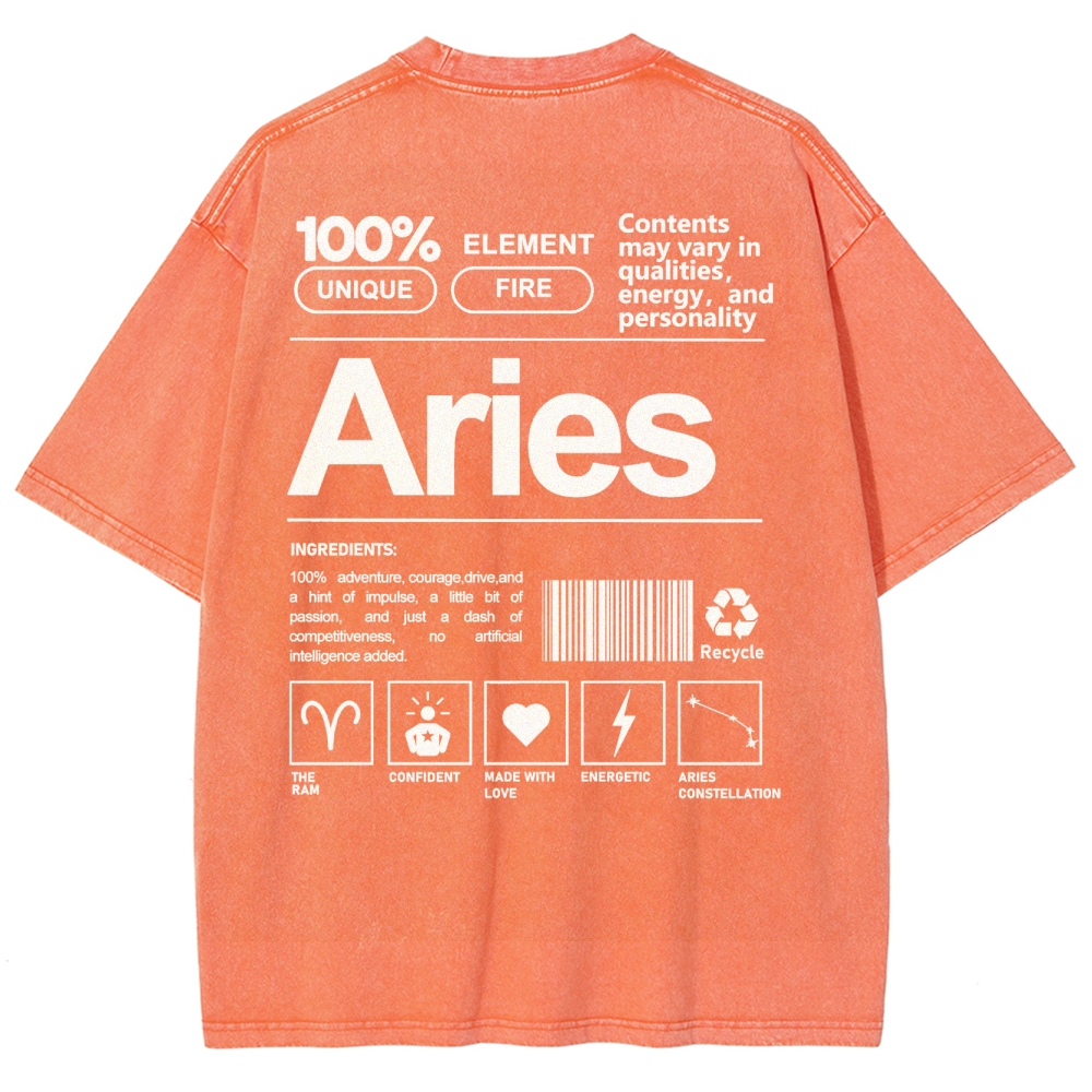 Aries Unisex Fit Washed T-Shirt Customscool