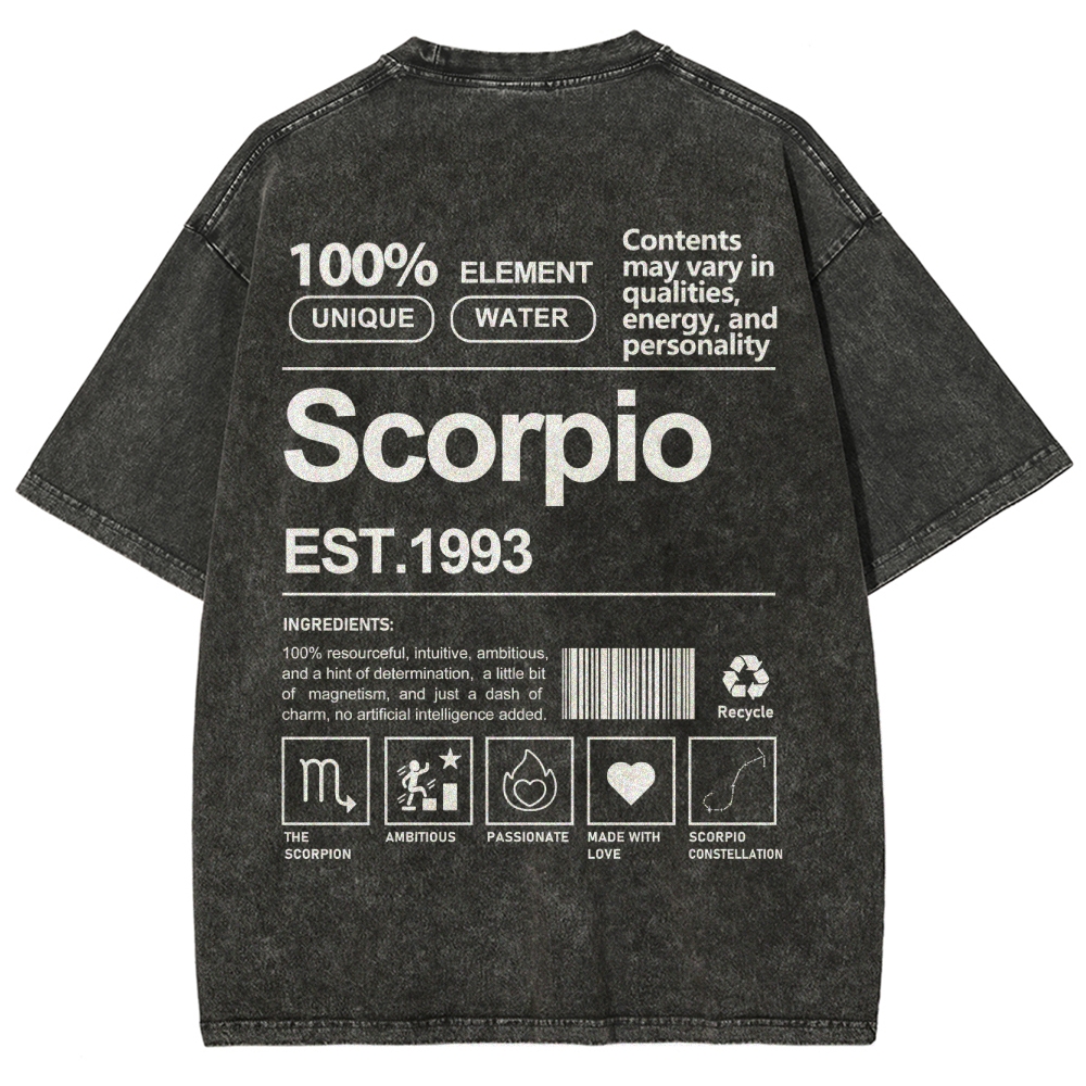 Scorpio Addcustom Unisex Fit Washed T-Shirt