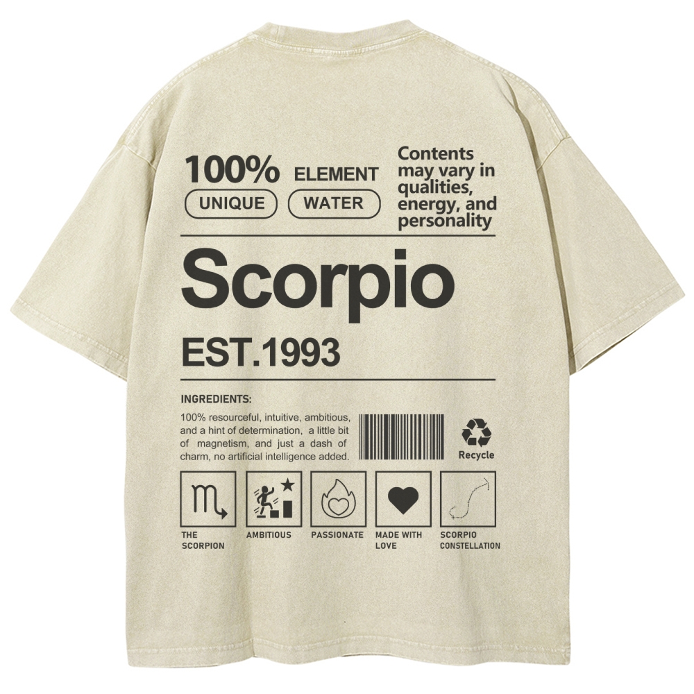 Scorpio Addcustom Unisex Fit Washed T-Shirt
