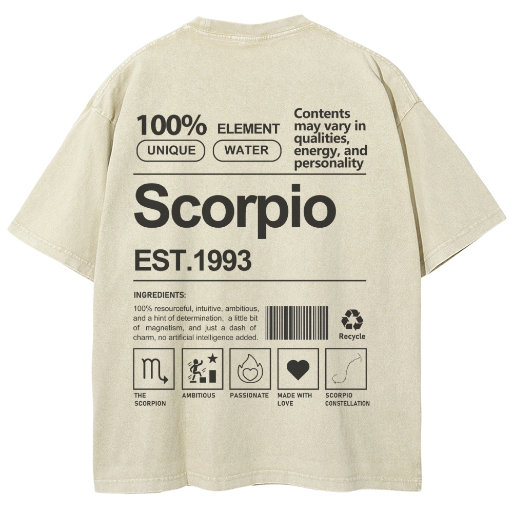 Scorpio Addcustom Unisex Fit Washed T-Shirt