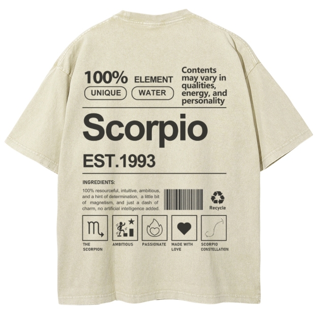 Scorpio Addcustom Unisex Fit Washed T-Shirt
