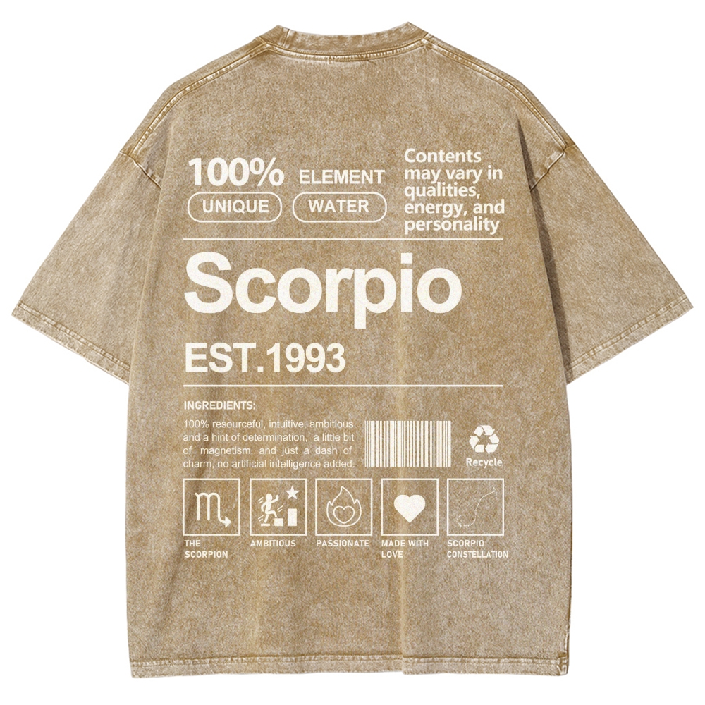Scorpio Addcustom Unisex Fit Washed T-Shirt