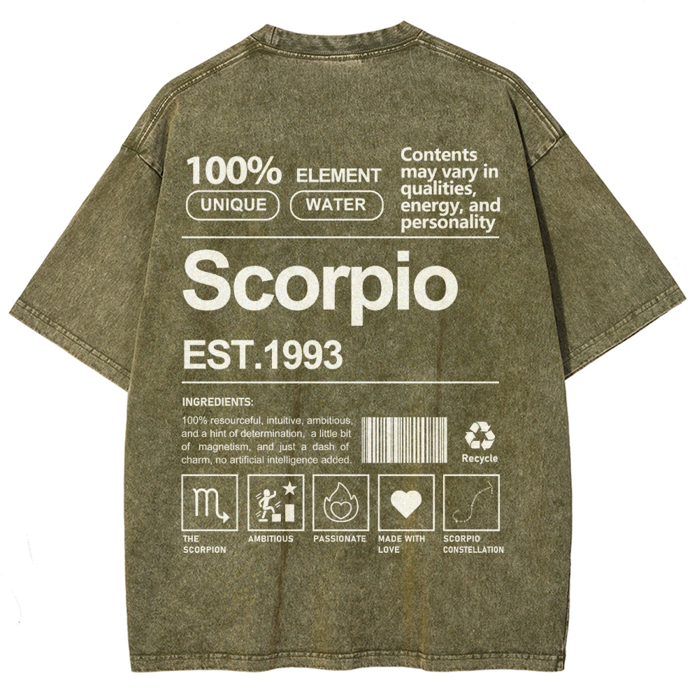 Scorpio Addcustom Unisex Fit Washed T-Shirt