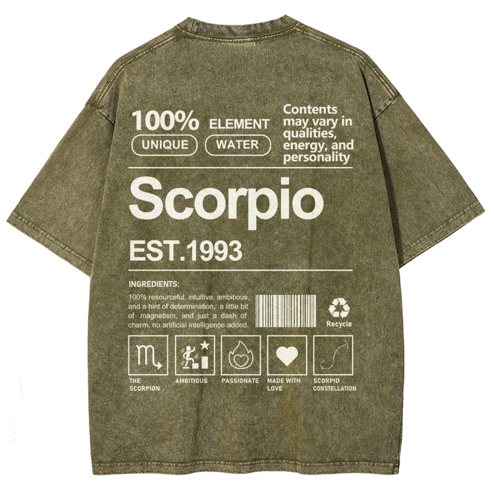 Scorpio Addcustom Unisex Fit Washed T-Shirt