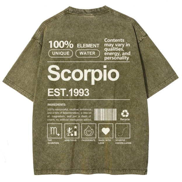 Scorpio Addcustom Unisex Fit Washed T-Shirt