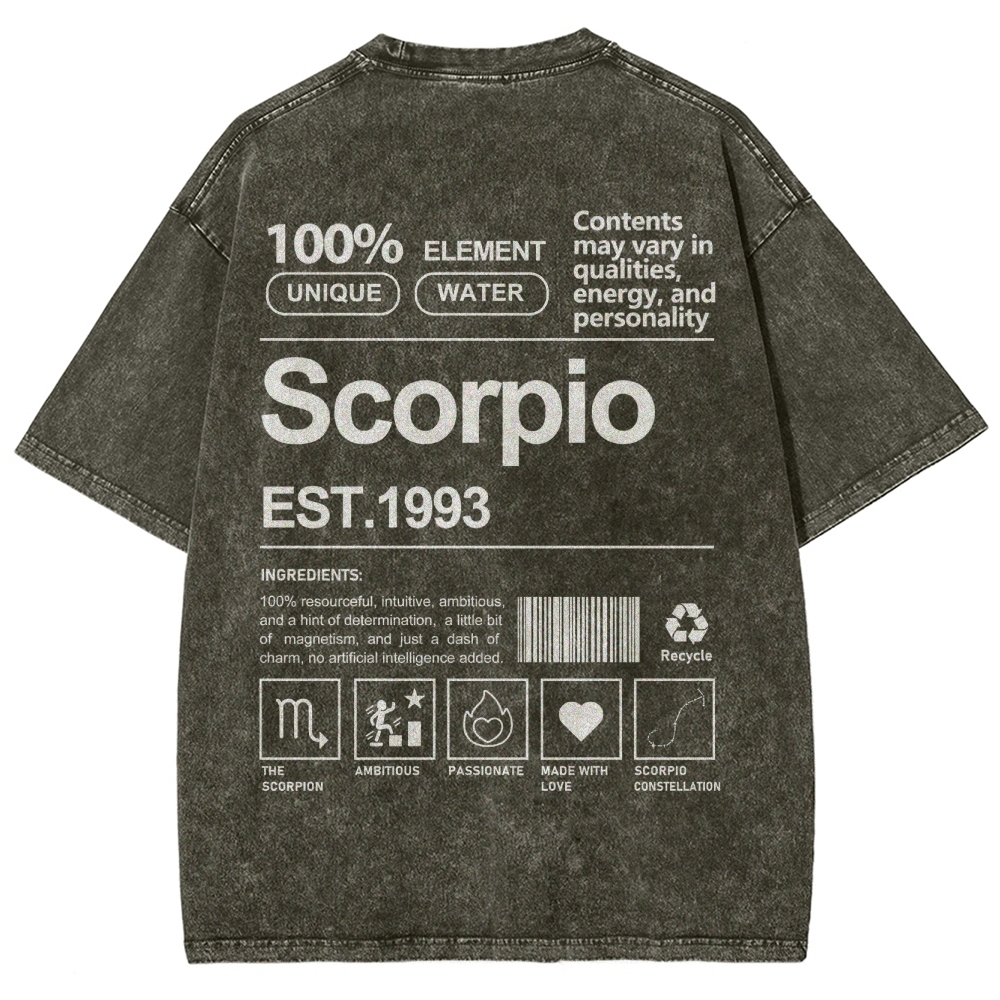 Scorpio Addcustom Unisex Fit Washed T-Shirt