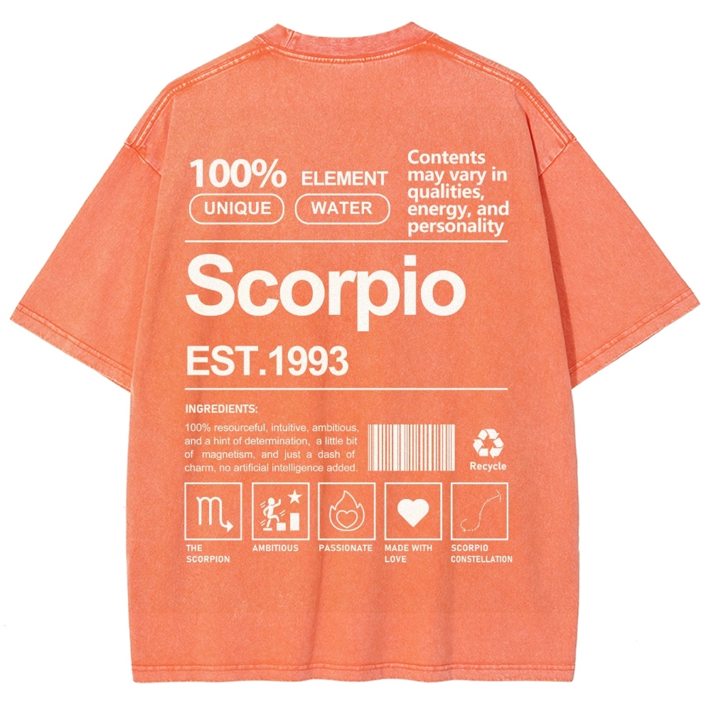 Scorpio Addcustom Unisex Fit Washed T-Shirt