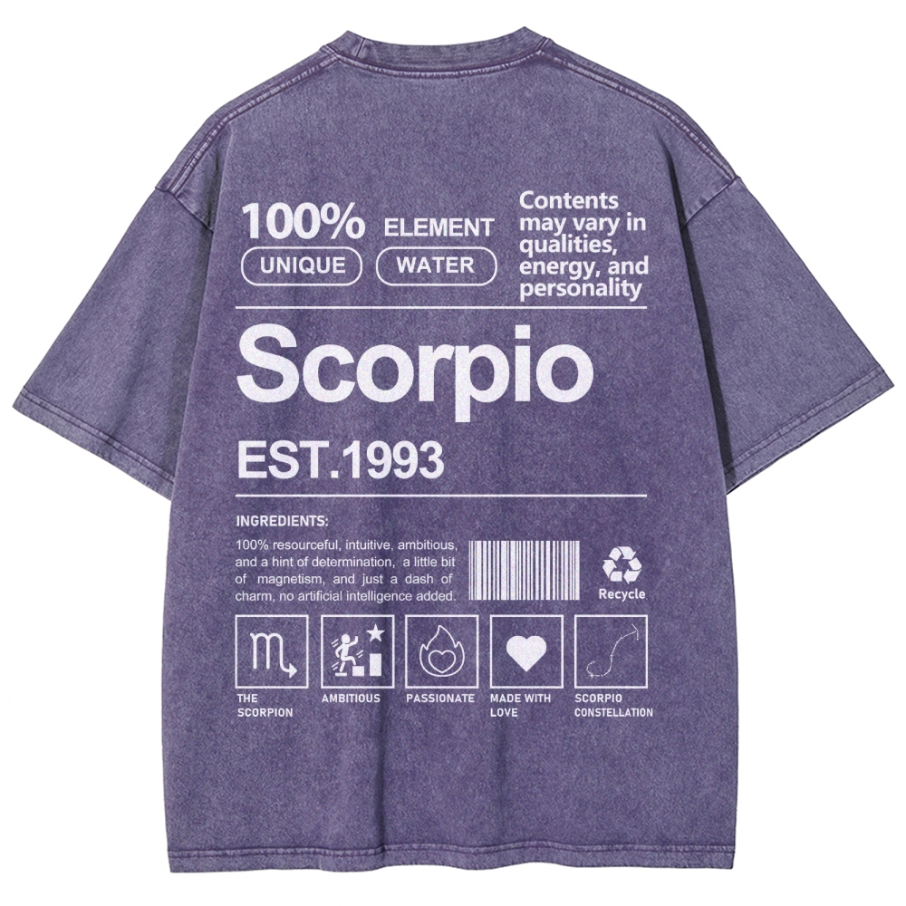 Scorpio Addcustom Unisex Fit Washed T-Shirt