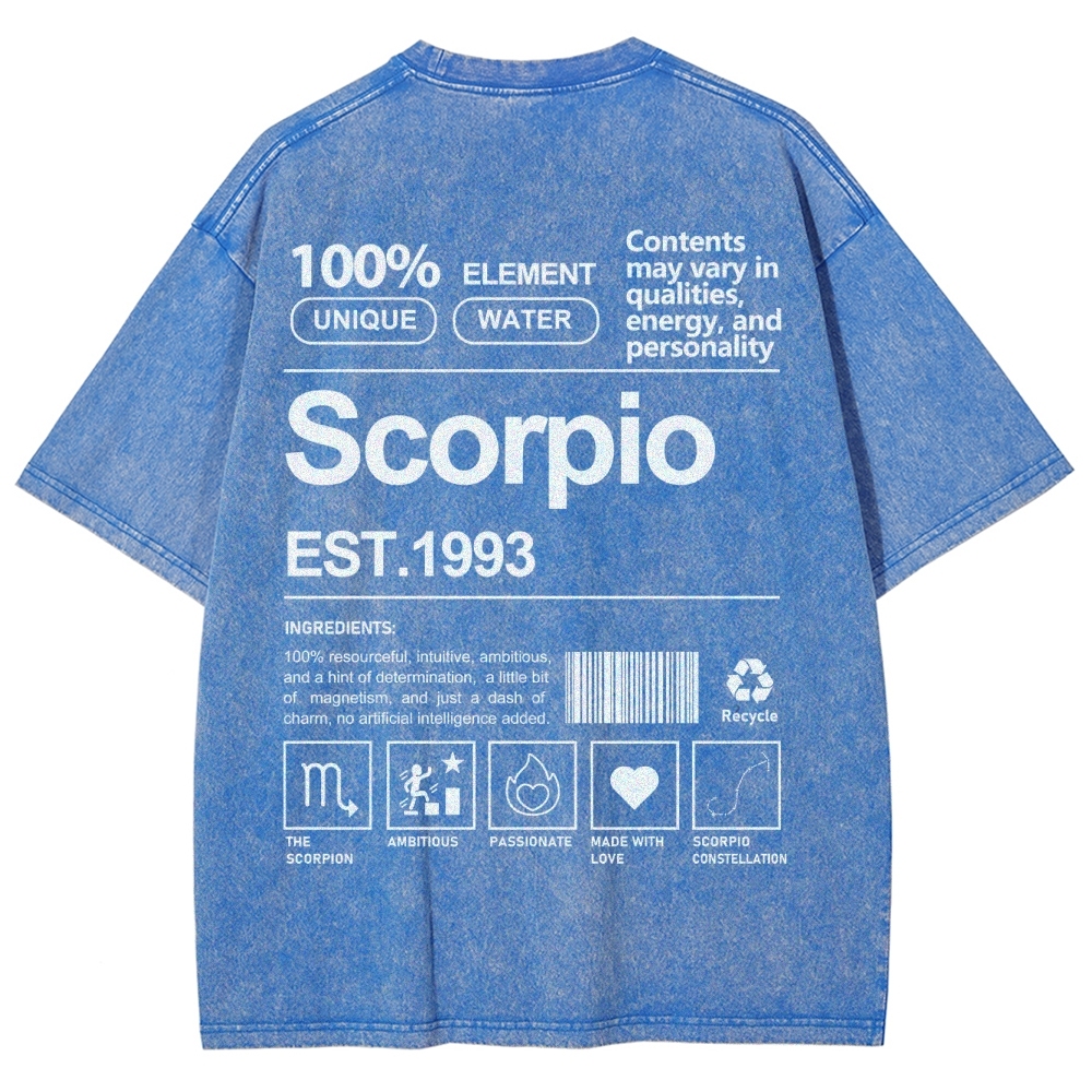 Scorpio Addcustom Unisex Fit Washed T-Shirt