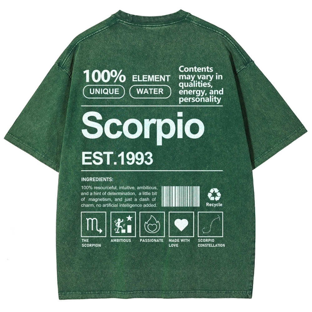 Scorpio Addcustom Unisex Fit Washed T-Shirt