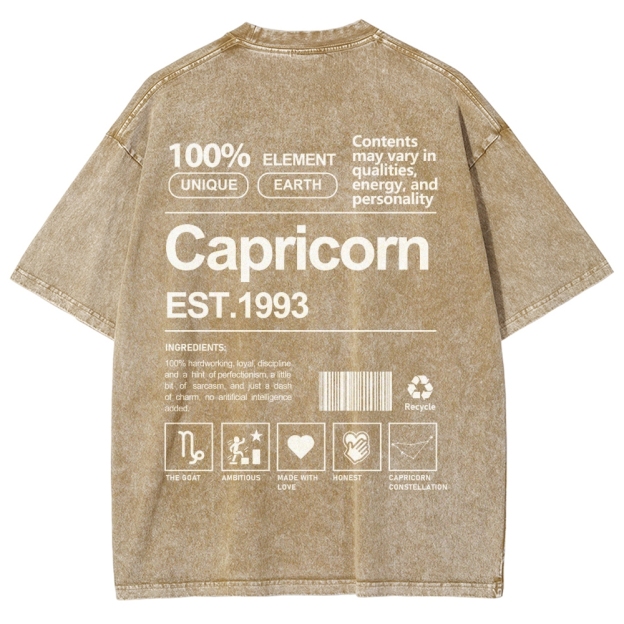 Capricorn Addcustom Unisex Fit Washed T-Shirt