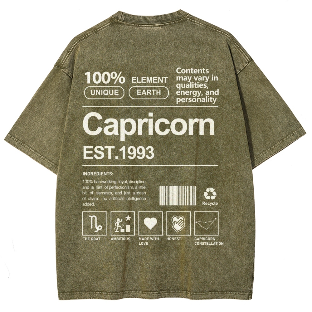 Capricorn Addcustom Unisex Fit Washed T-Shirt